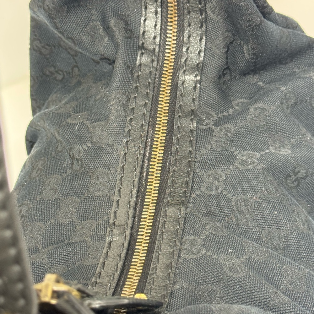 💯Gucci GG Black Canvas Large Jockey Hobo Bag - Picture 9 of 10